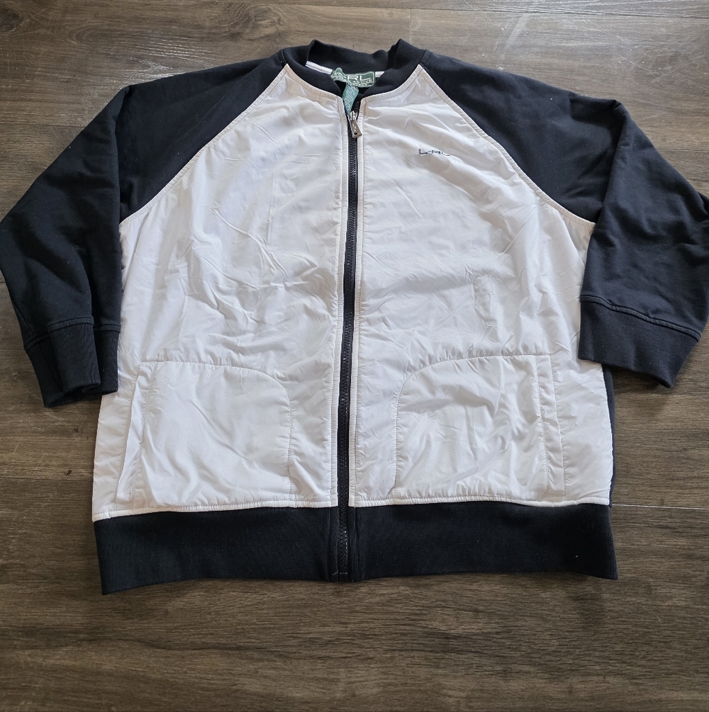 Ralph Lauren Lauren Active 3/4 Sleeve Bomber Jacket Black White Zip Womens XL
